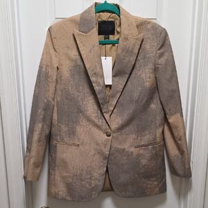 Zara Metallic Bronze-Taupe Single-Button Blazer